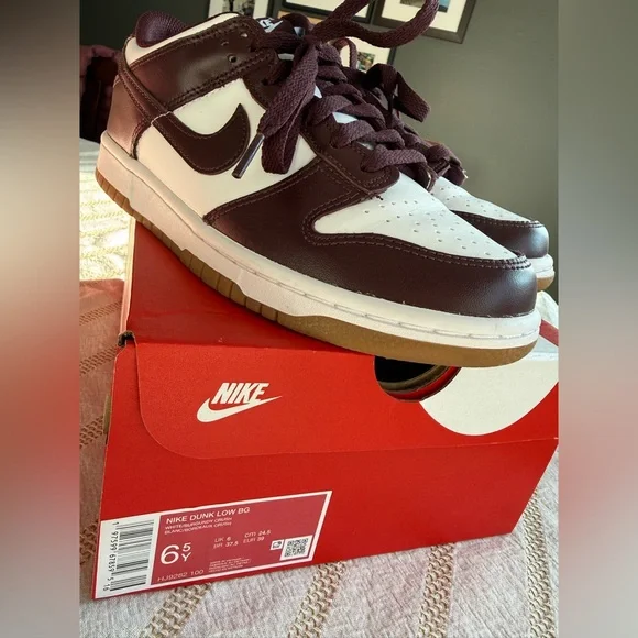 Nike Dunk Low Sneakers - Burgundy Crush and White - Picture 1 of 5